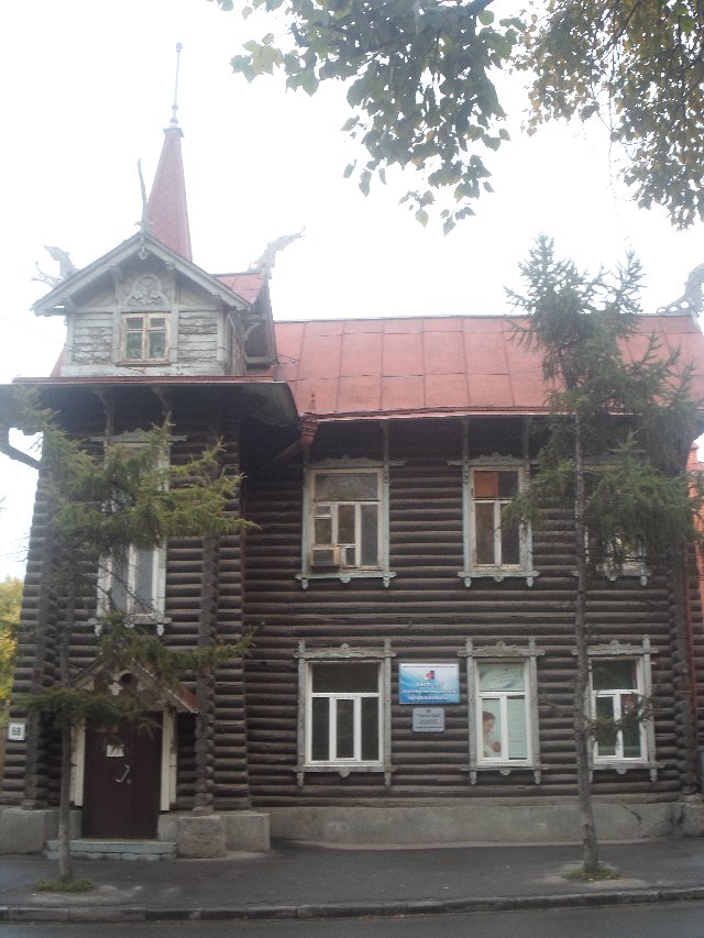 Фасад дома с драконами в Томске