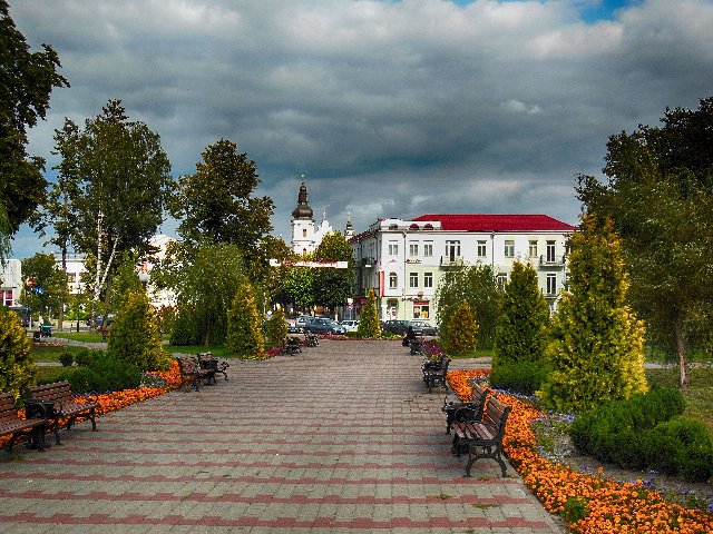 Пинск — вид на реку Пину и исторический центр города