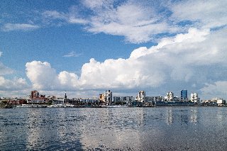 Панорама Енисея и плотины Красноярской ГЭС в окрестностях Дивногорска